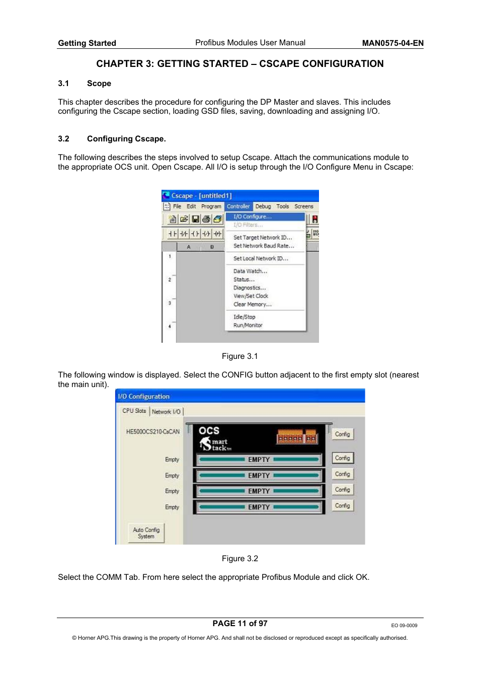 Chapter 3: getting started – cscape configuration | Horner APG SmartStack I/O HE800PBS600/HEPBS600 User Manual | Page 11 / 97