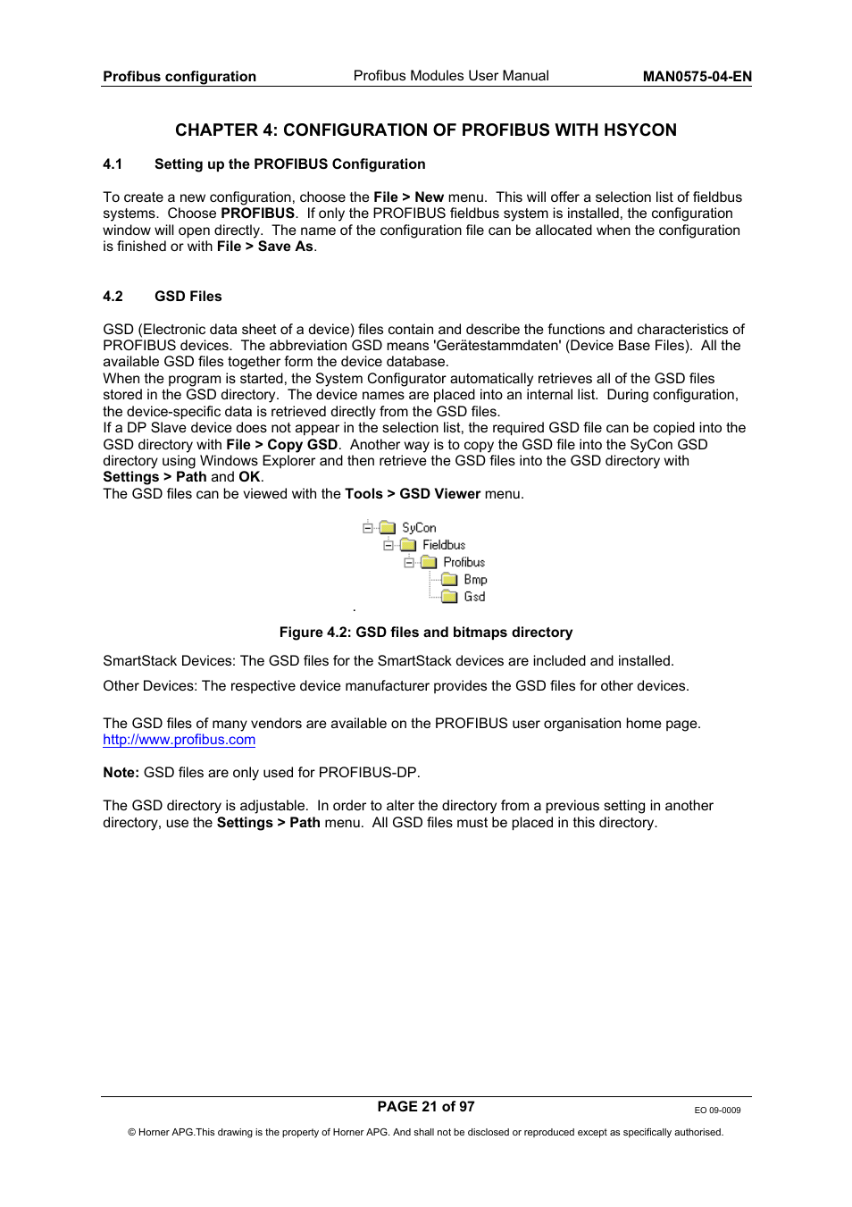 Chapter 4: configuration of profibus with hsycon | Horner APG SmartStack I/O HE800PBS600/HEPBS600 User Manual | Page 21 / 97