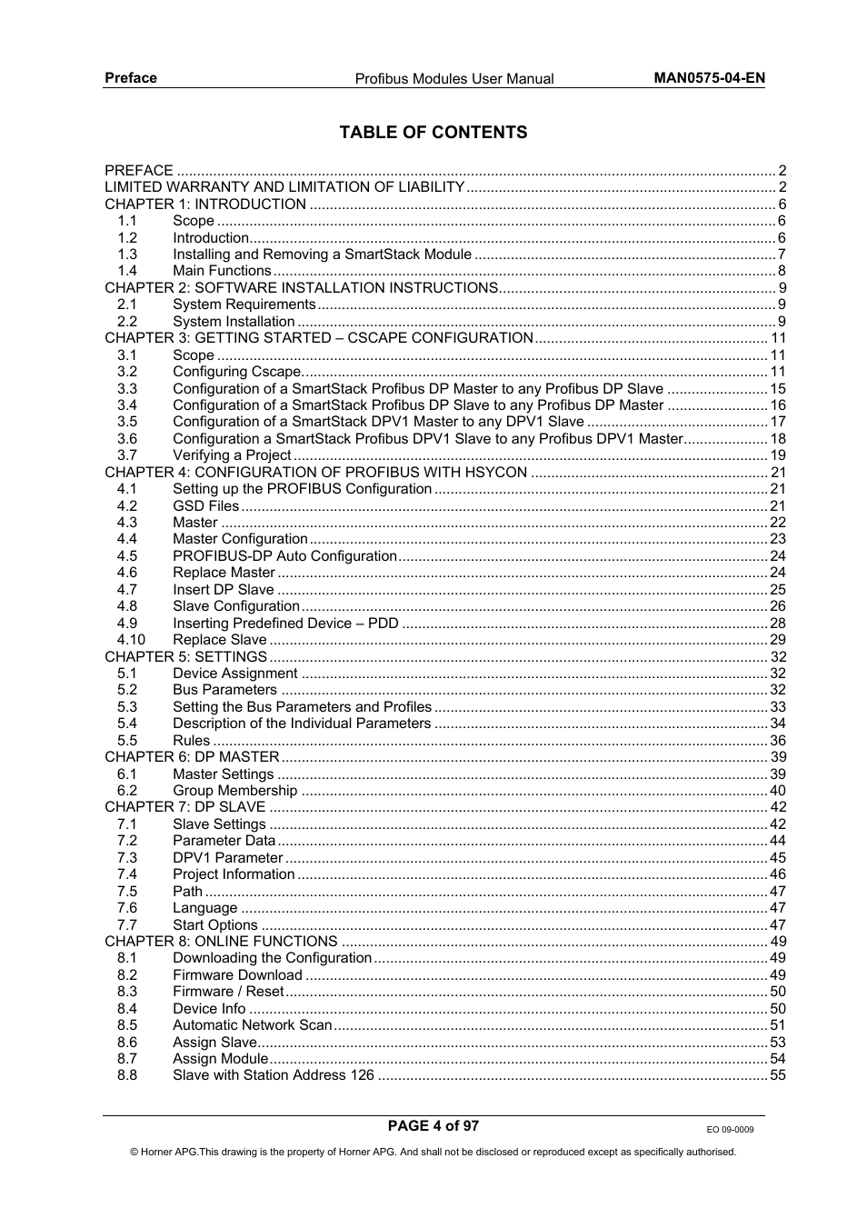 Horner APG SmartStack I/O HE800PBS600/HEPBS600 User Manual | Page 4 / 97