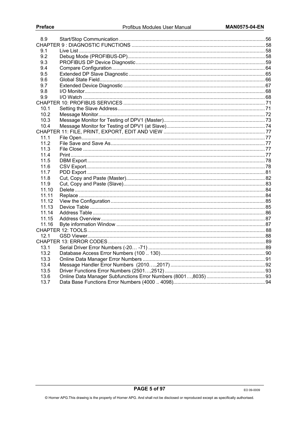 Horner APG SmartStack I/O HE800PBS600/HEPBS600 User Manual | Page 5 / 97