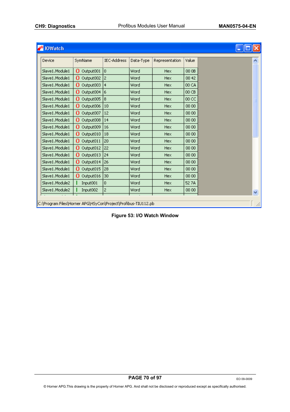 Horner APG SmartStack I/O HE800PBS600/HEPBS600 User Manual | Page 70 / 97