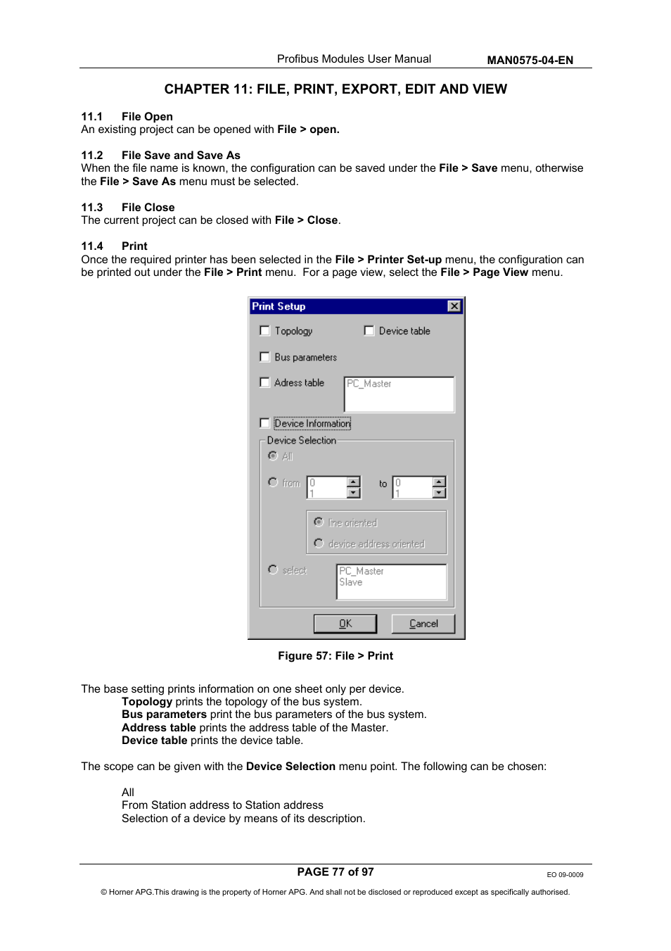 Chapter 11: file, print, export, edit and view | Horner APG SmartStack I/O HE800PBS600/HEPBS600 User Manual | Page 77 / 97