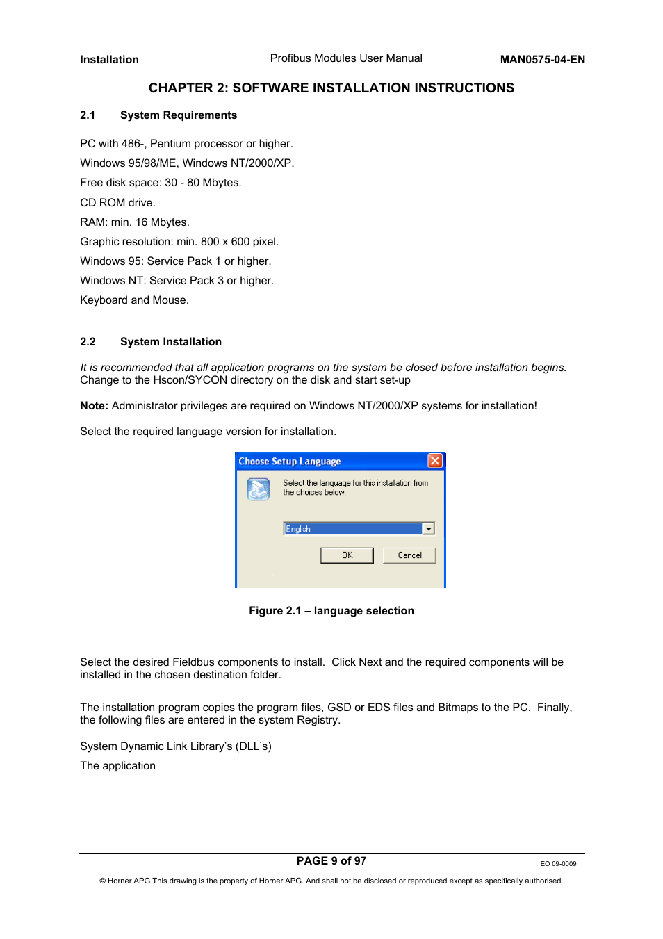Chapter 2: software installation instructions | Horner APG SmartStack I/O HE800PBS600/HEPBS600 User Manual | Page 9 / 97