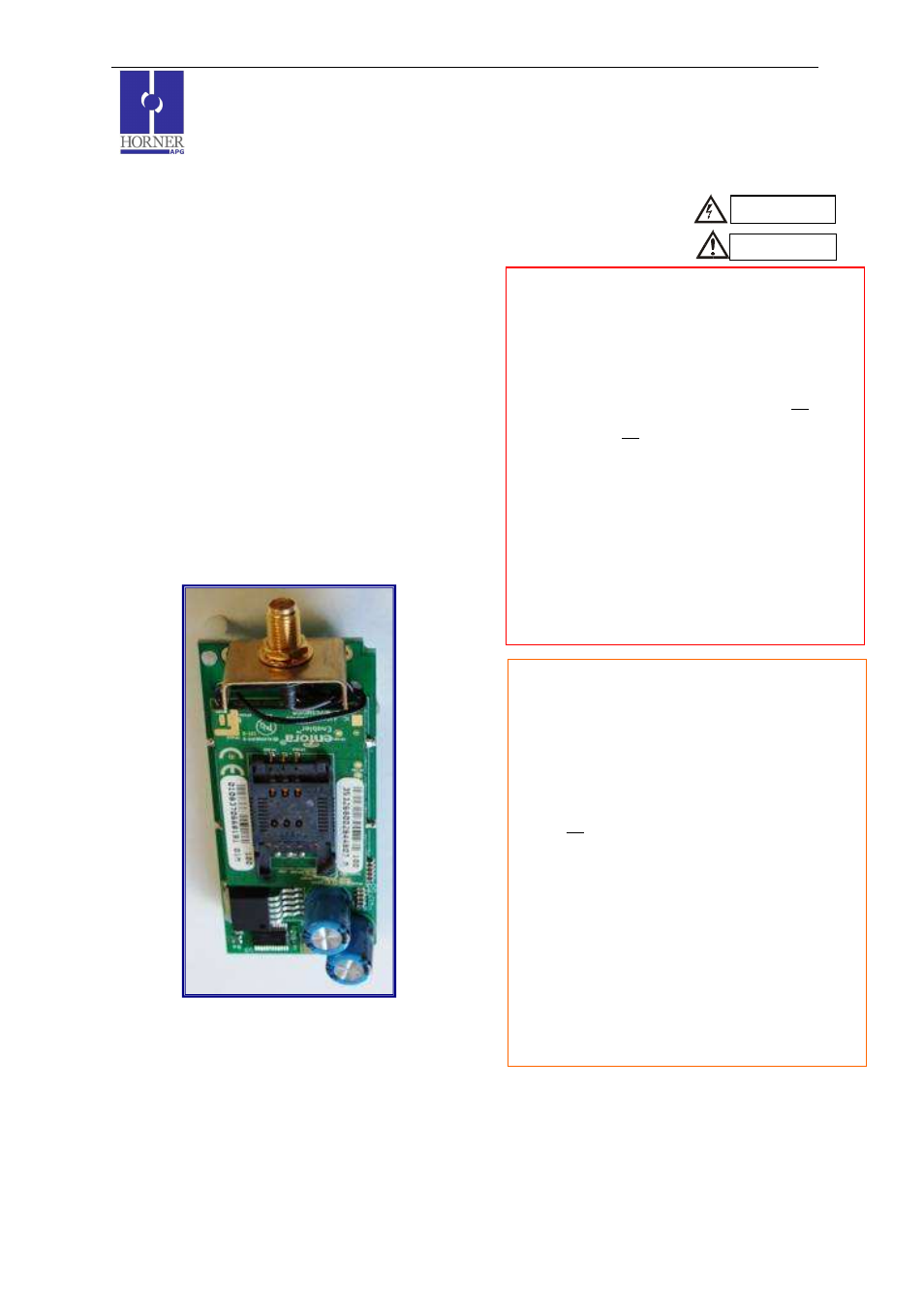 Horner APG XLt OCS HE-GSM04 User Manual | 3 pages