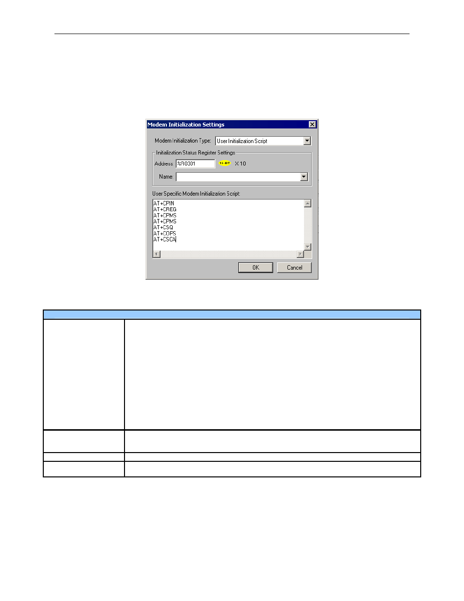 Modem initialization settings | Horner APG XLt OCS HE-GSM04 User Manual | Page 30 / 62
