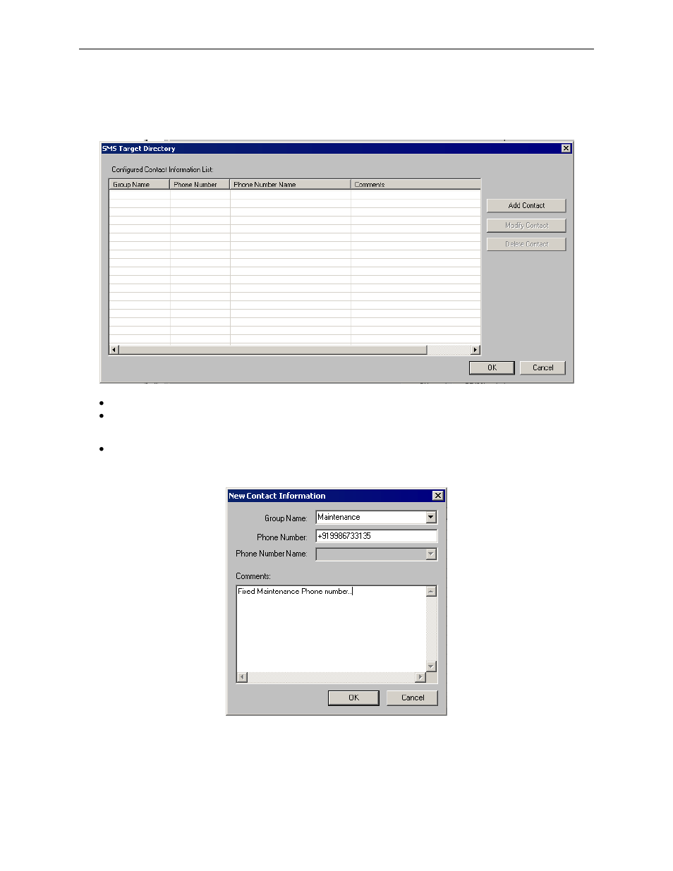 3 sms target directory settings, 4 new contact information, Sms target directory settings | Horner APG XLt OCS HE-GSM04 User Manual | Page 32 / 62