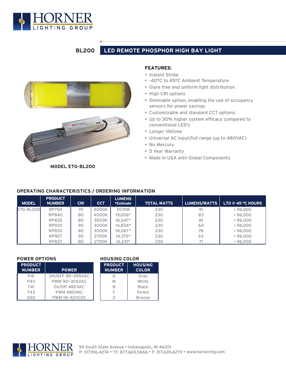 Horner APG BL-200 User Manual | 2 pages