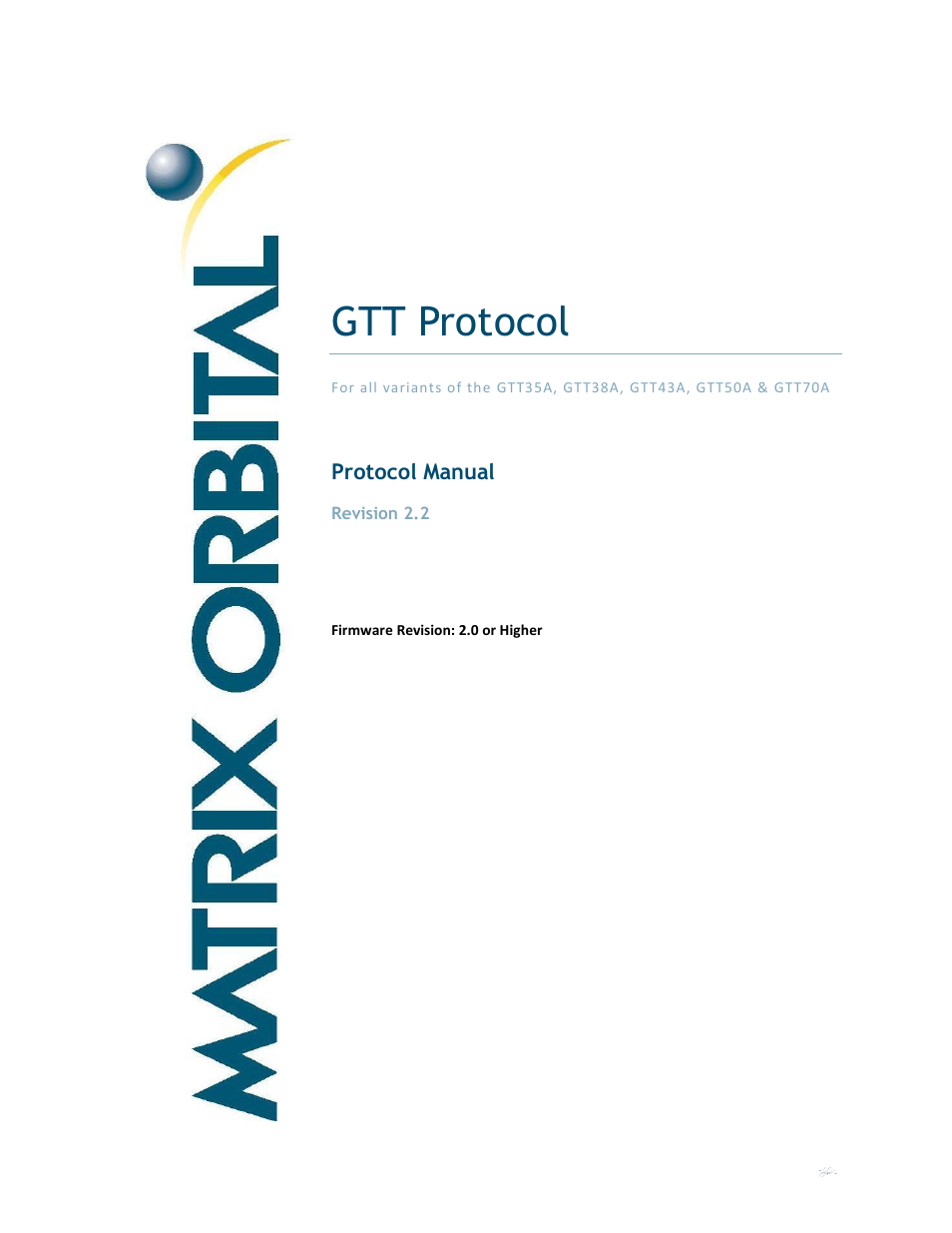 Matrix Orbital GTT70A User Manual | 53 pages