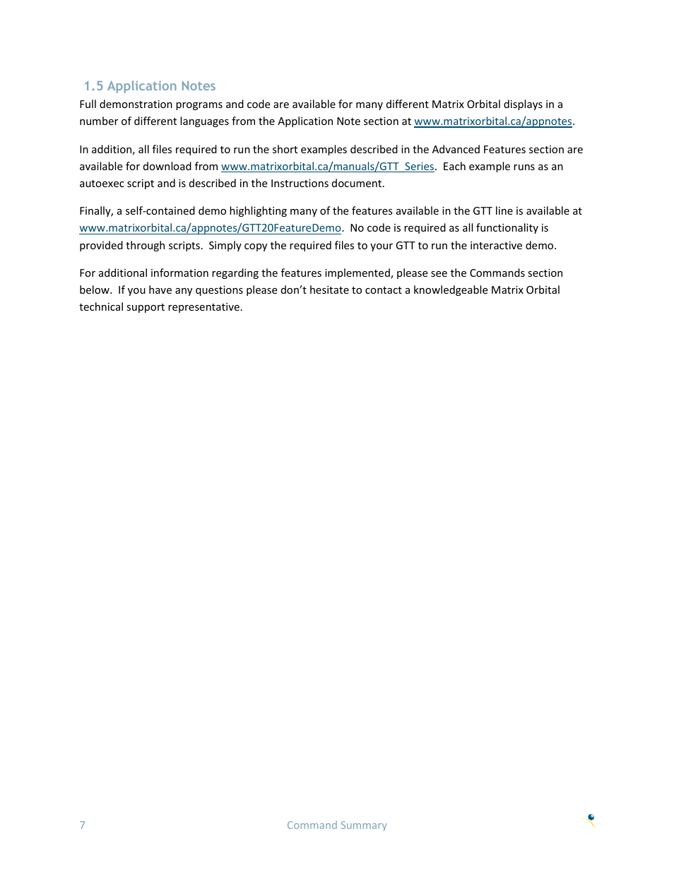 5 application notes | Matrix Orbital GTT70A User Manual | Page 11 / 53