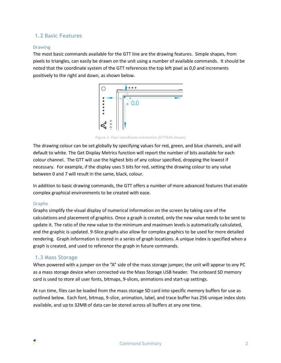 2 basic features, Drawing, Graphs | 3 mass storage | Matrix Orbital GTT70A User Manual | Page 6 / 53