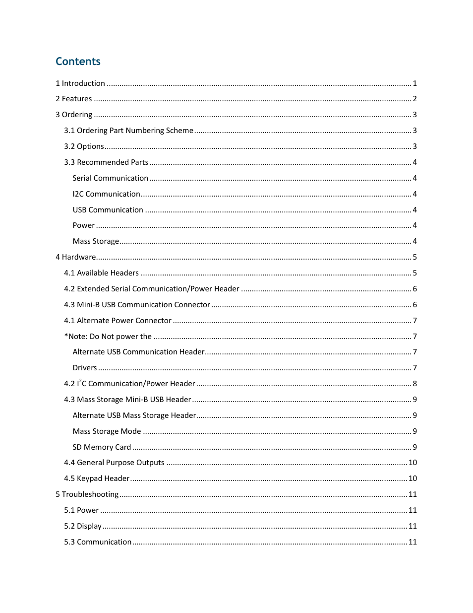 Matrix Orbital GTT38A User Manual | Page 3 / 19