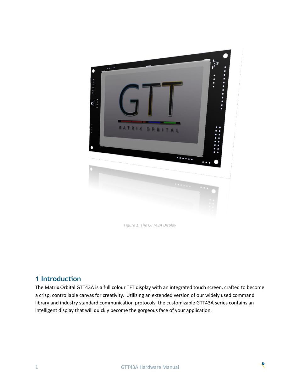 1 introduction | Matrix Orbital GTT43A User Manual | Page 5 / 19