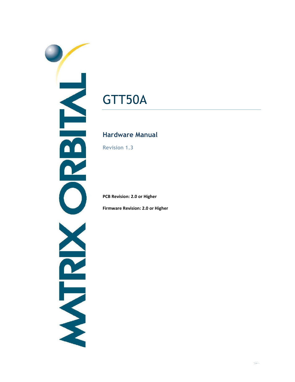 Matrix Orbital GTT50A User Manual | 19 pages