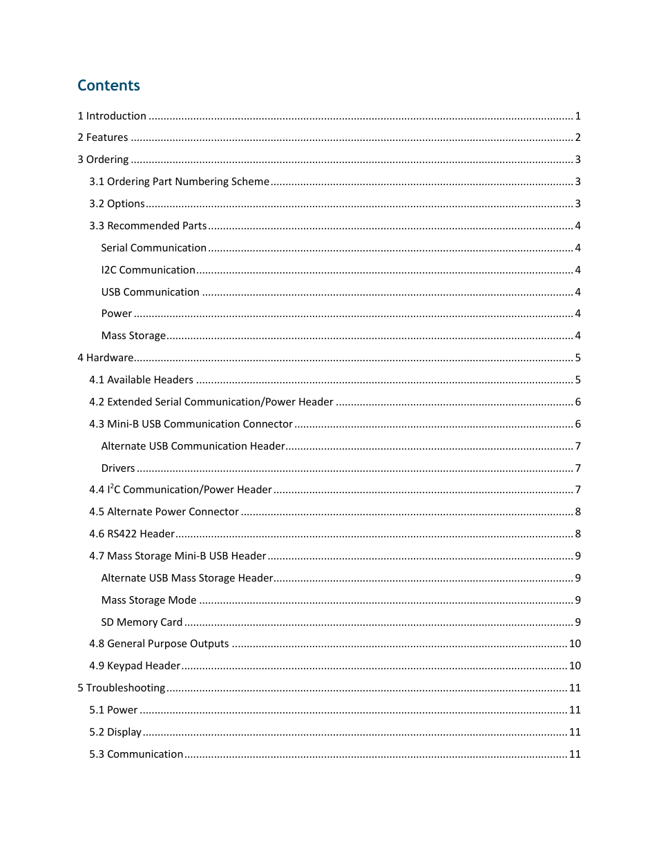 Matrix Orbital GTT50A User Manual | Page 3 / 19