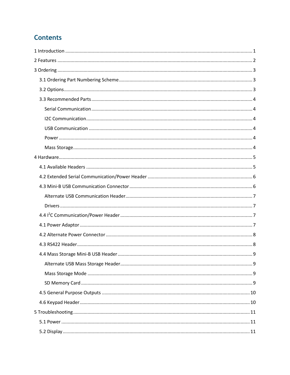Matrix Orbital GTT70A User Manual | Page 3 / 19