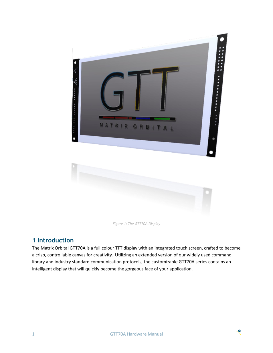 1 introduction | Matrix Orbital GTT70A User Manual | Page 5 / 19