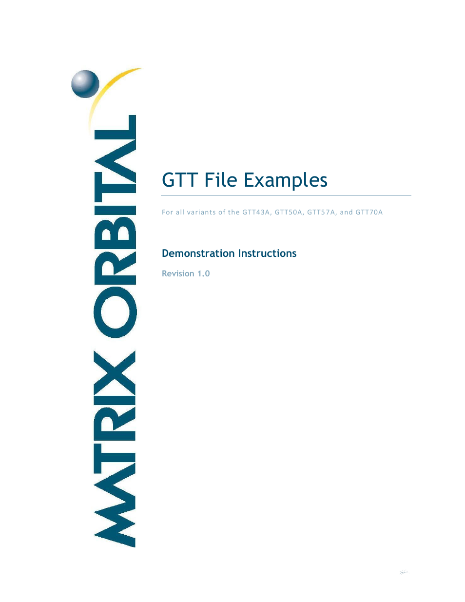 Matrix Orbital GTT Example Files User Manual | 2 pages