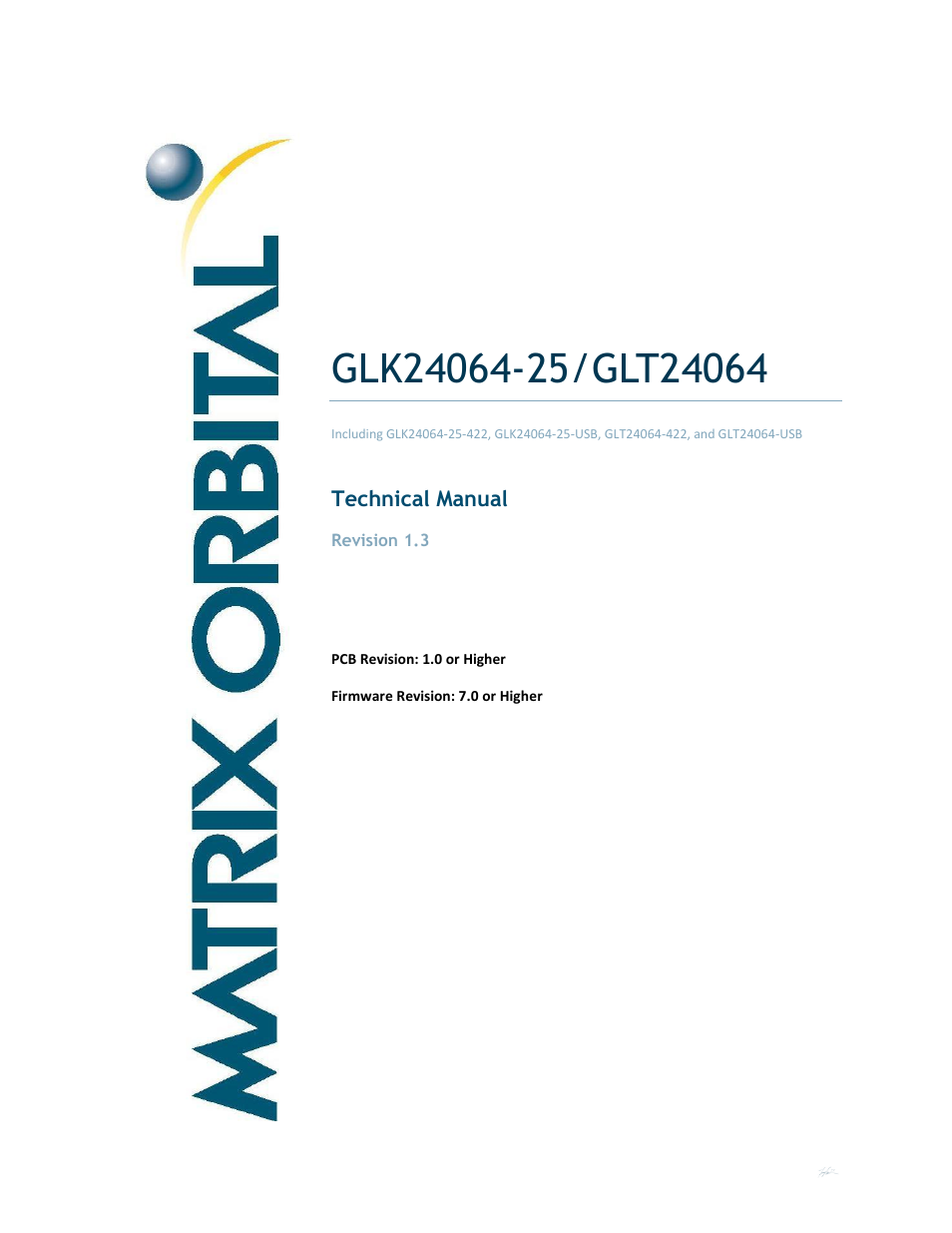 Matrix Orbital GLK24064-25 Legacy User Manual | 56 pages