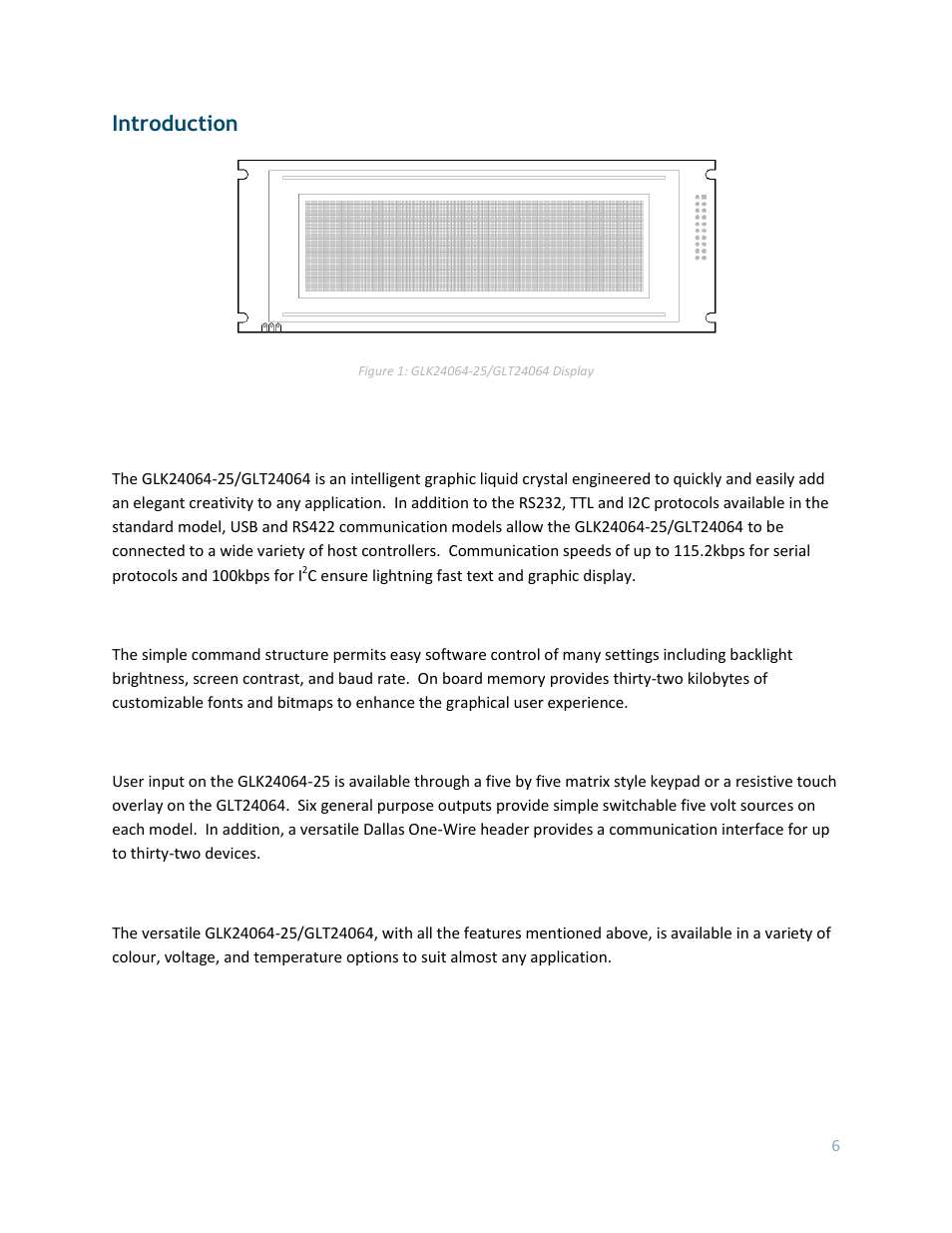 Introduction | Matrix Orbital GLK24064-25 Legacy User Manual | Page 6 / 56