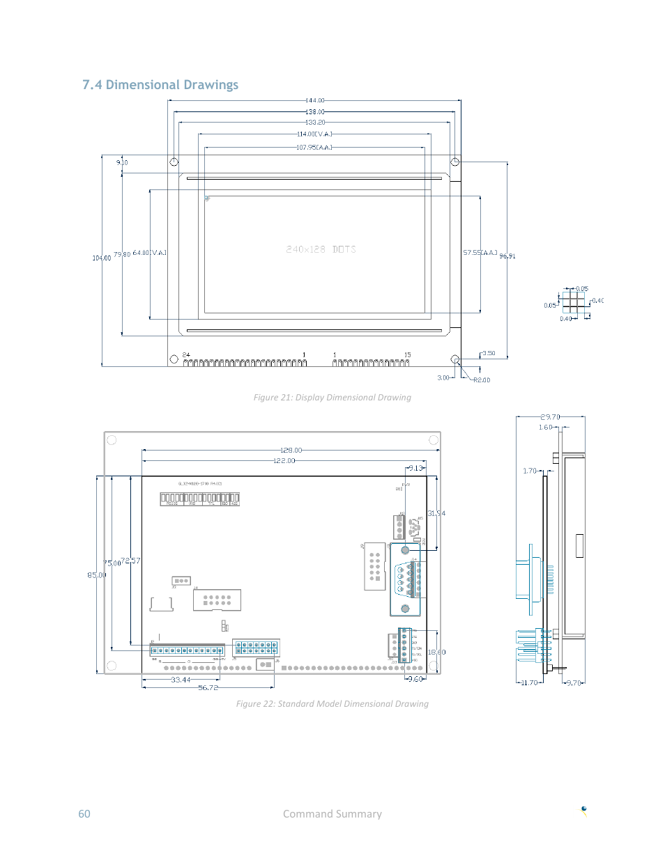 4 dimensional drawings | Matrix Orbital GLK240128-25 User Manual | Page 65 / 70