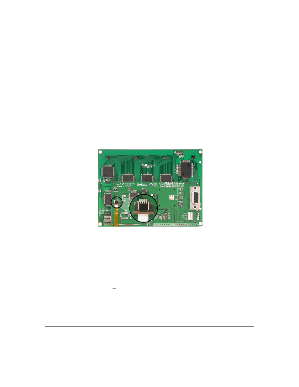 2 touchpad interface connector, 3 db-9 connector for non-usb modules only | Matrix Orbital GLT240128 Legacy User Manual | Page 15 / 70