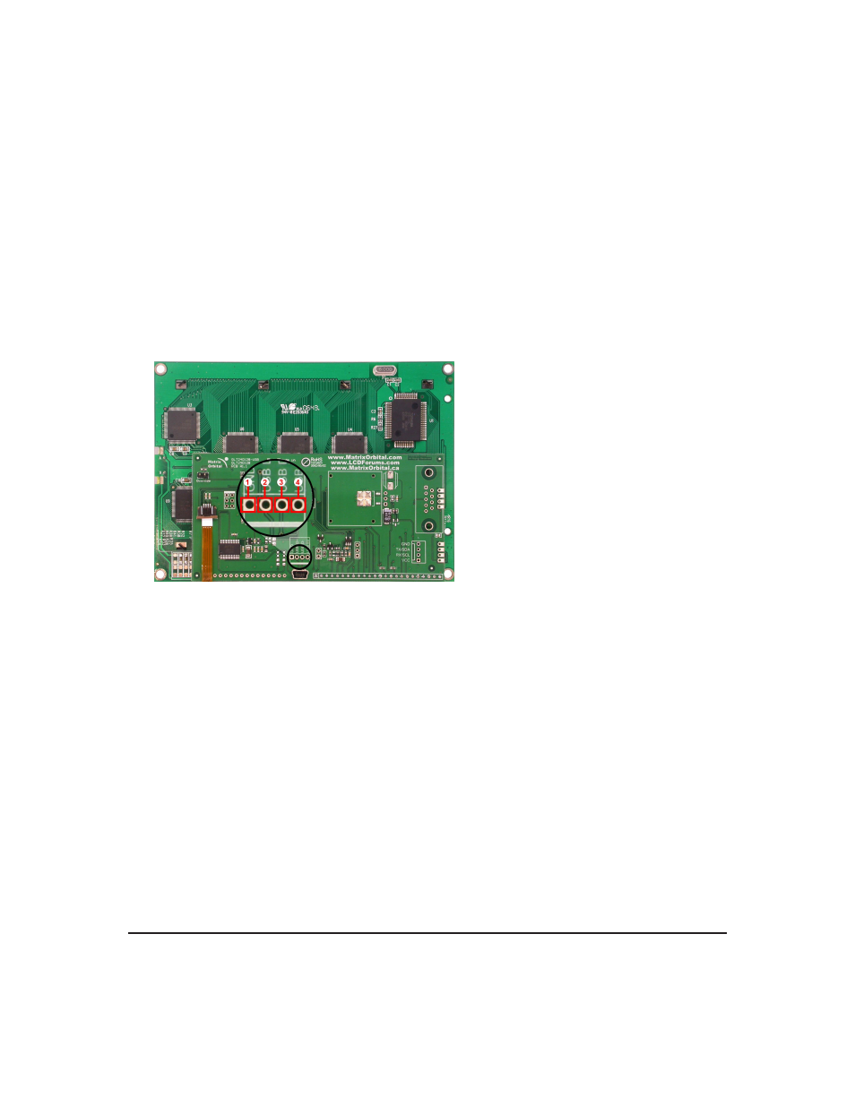 5 optional usb header for usb modules only, 6 protocol select jumpers | Matrix Orbital GLT240128 Legacy User Manual | Page 17 / 70