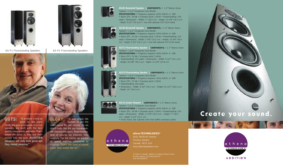 Guts, Glory | Athena Technologies Athena Audition Series AS-B1 User Manual | Page 5 / 7