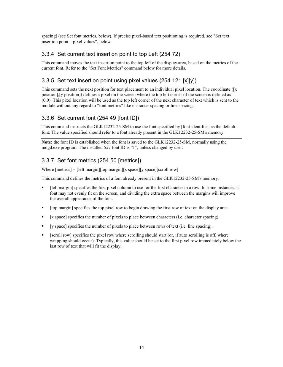 Matrix Orbital GLK12232-25-SM Legacy User Manual | Page 14 / 41