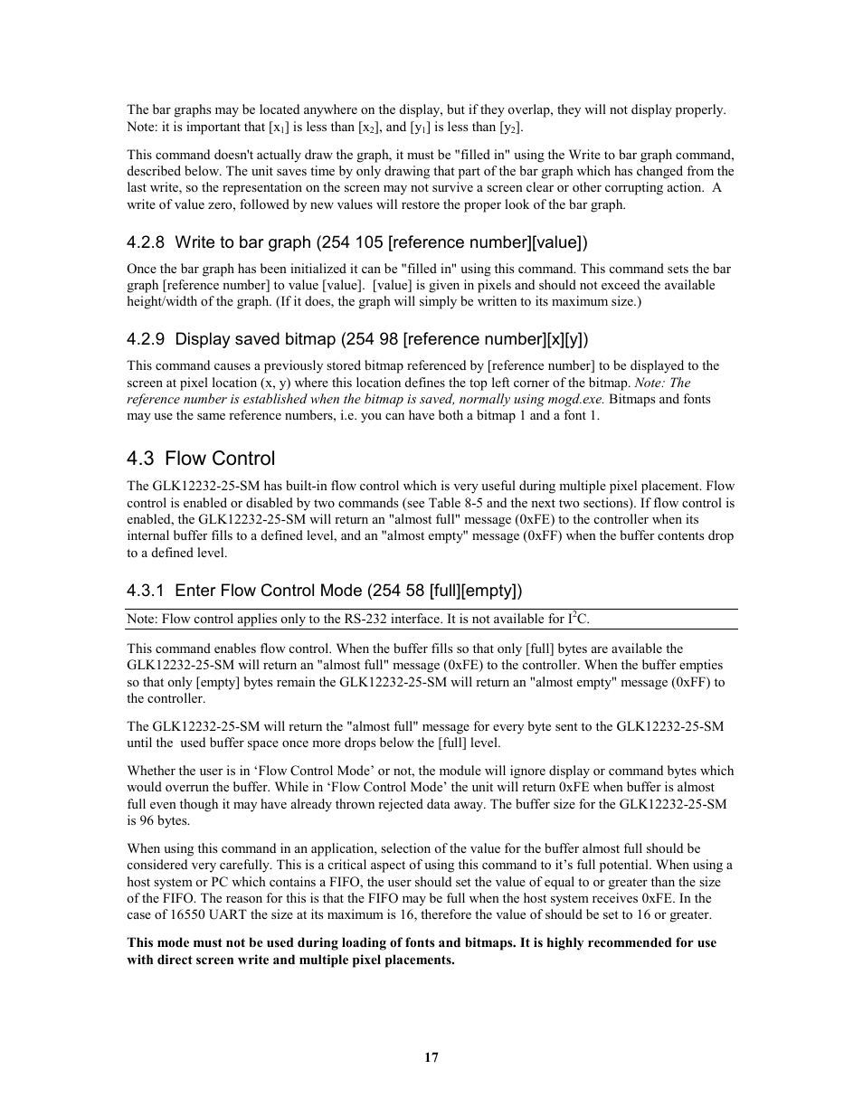 3 flow control | Matrix Orbital GLK12232-25-SM Legacy User Manual | Page 17 / 41