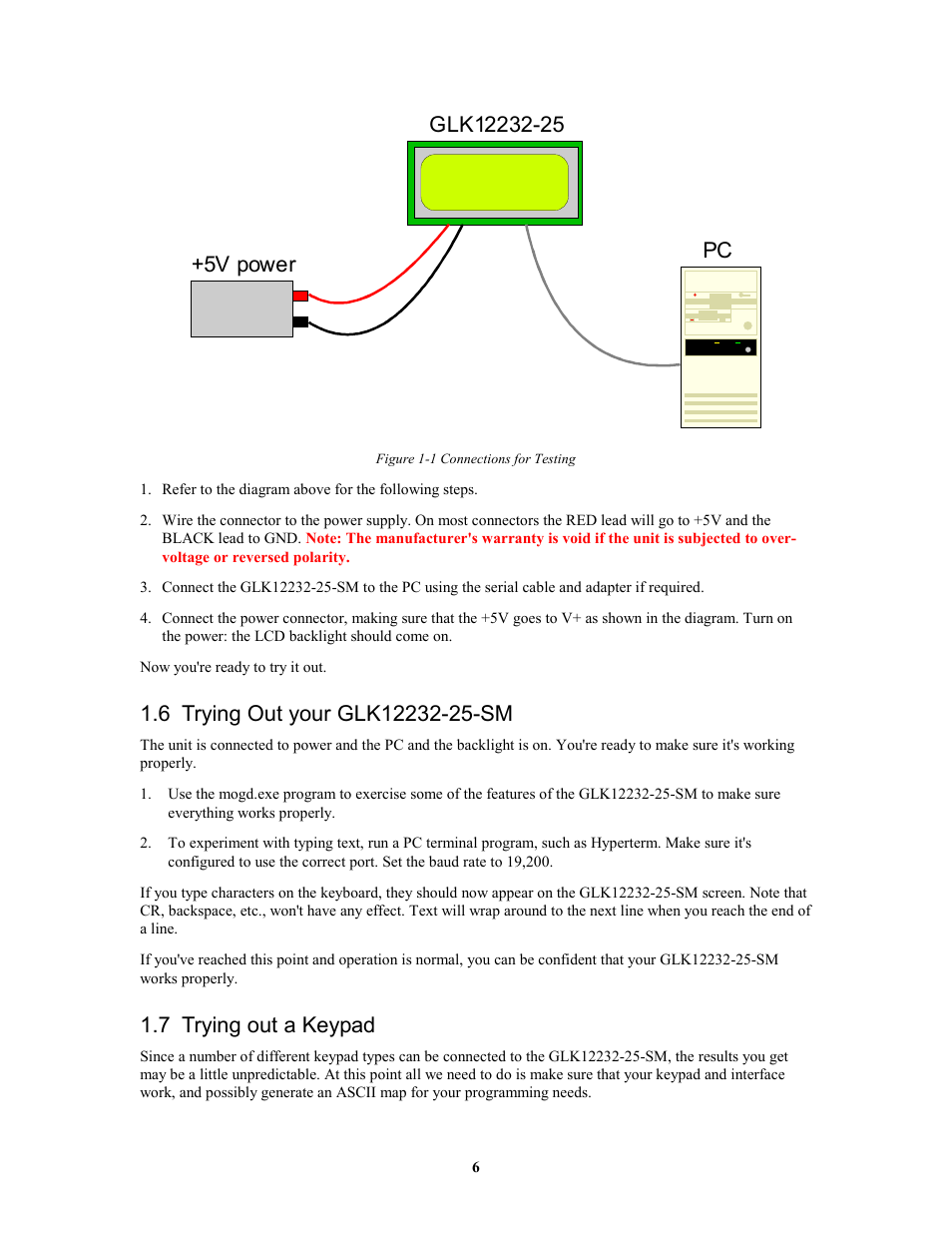 7 trying out a keypad | Matrix Orbital GLK12232-25-SM Legacy User Manual | Page 6 / 41