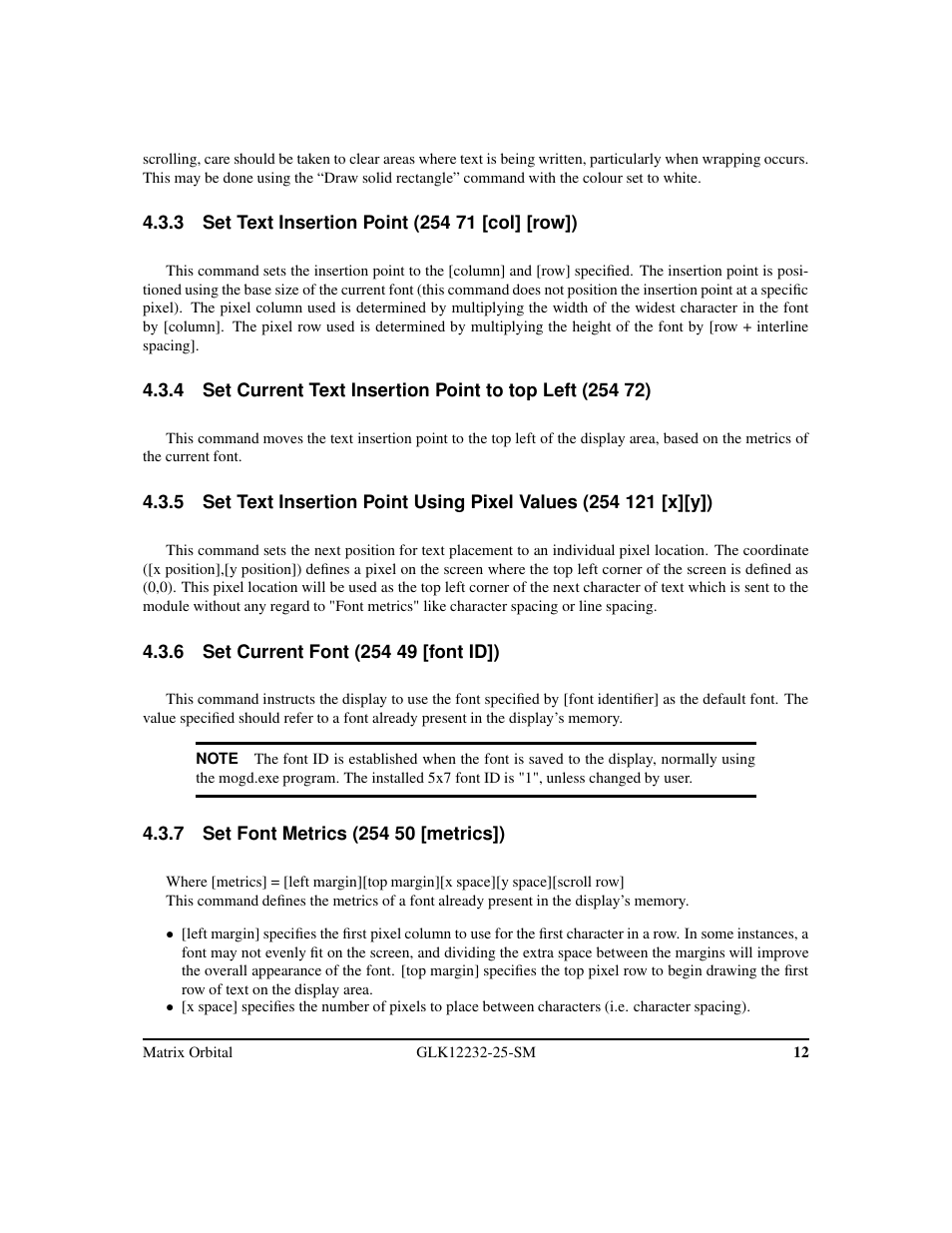Matrix Orbital GLK12232-25-SM Legacy User Manual | Page 16 / 42