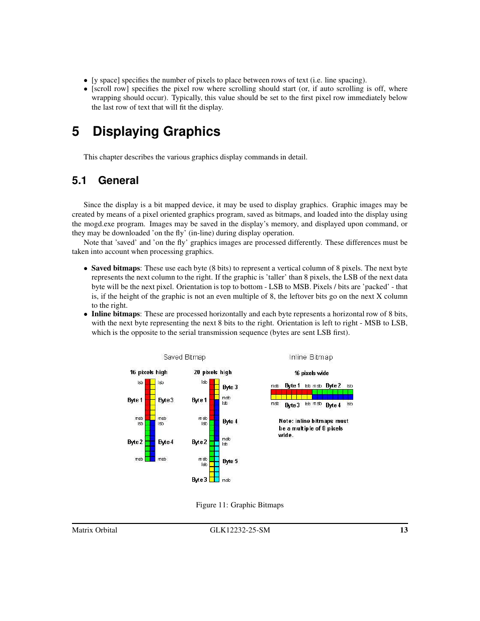 5 displaying graphics, 1 general | Matrix Orbital GLK12232-25-SM Legacy User Manual | Page 17 / 42