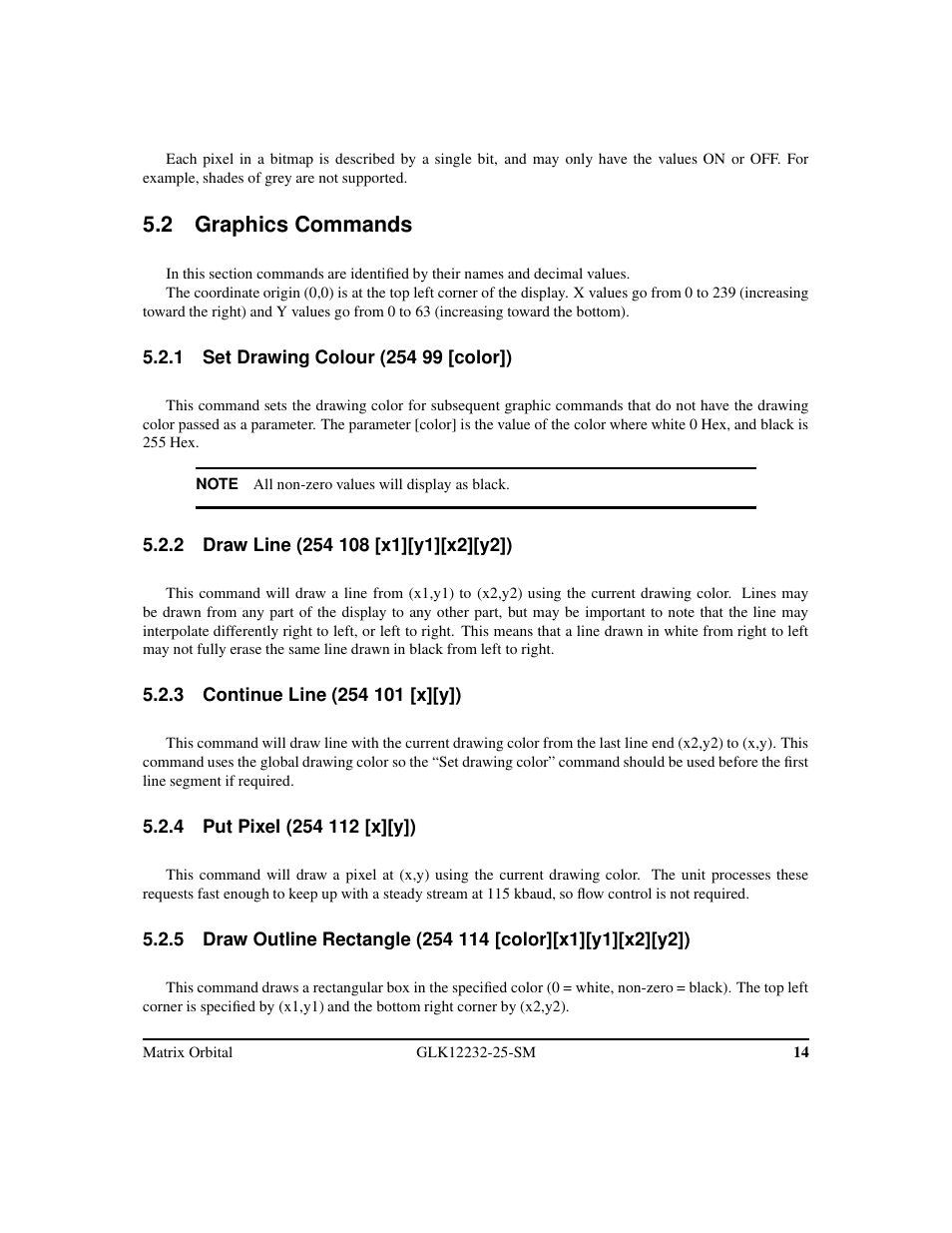 2 graphics commands | Matrix Orbital GLK12232-25-SM Legacy User Manual | Page 18 / 42