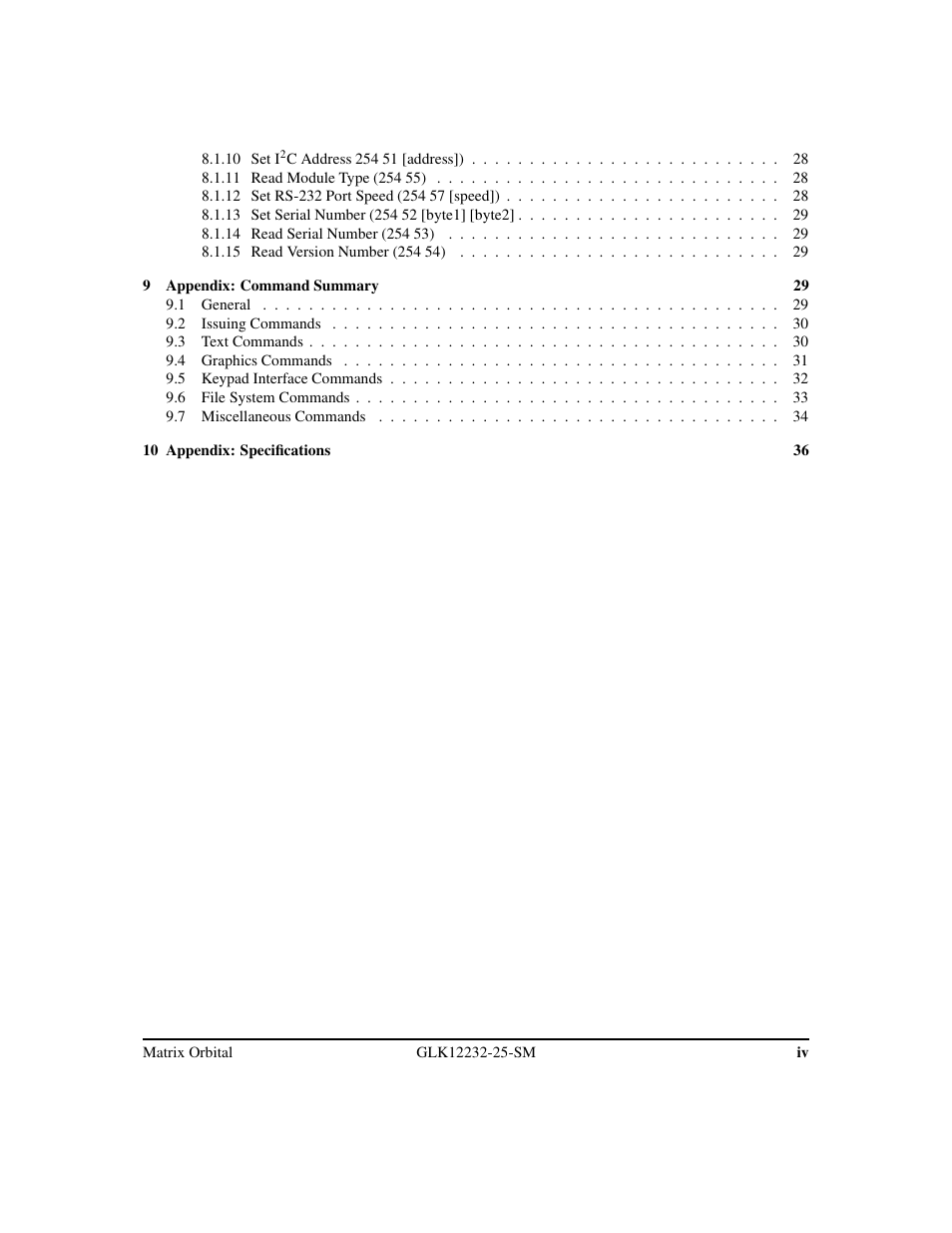 Matrix Orbital GLK12232-25-SM Legacy User Manual | Page 4 / 42