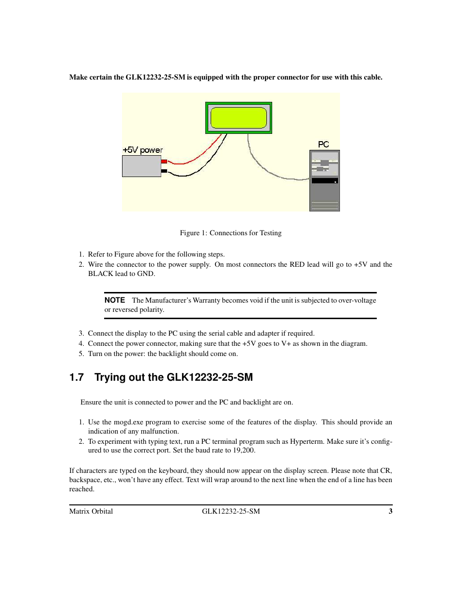 Matrix Orbital GLK12232-25-SM Legacy User Manual | Page 7 / 42