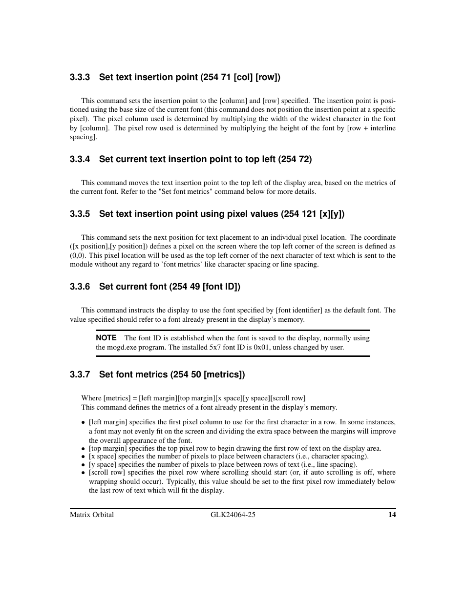 Matrix Orbital GLK24064-25 Legacy User Manual | Page 18 / 47