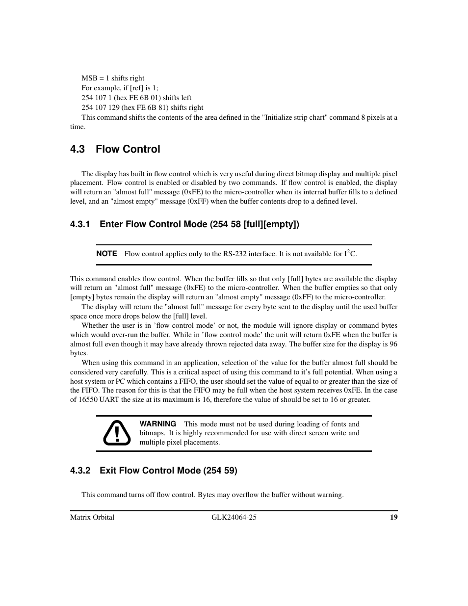 3 flow control | Matrix Orbital GLK24064-25 Legacy User Manual | Page 23 / 47