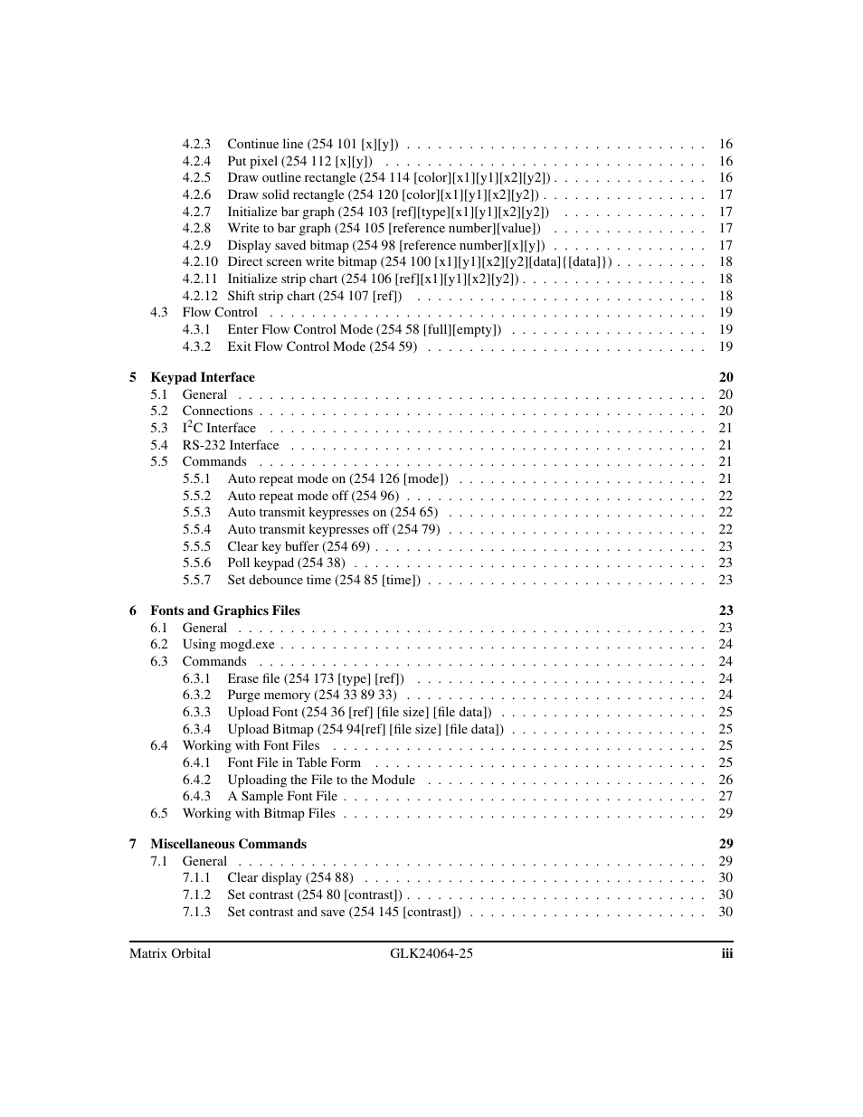 Matrix Orbital GLK24064-25 Legacy User Manual | Page 3 / 47