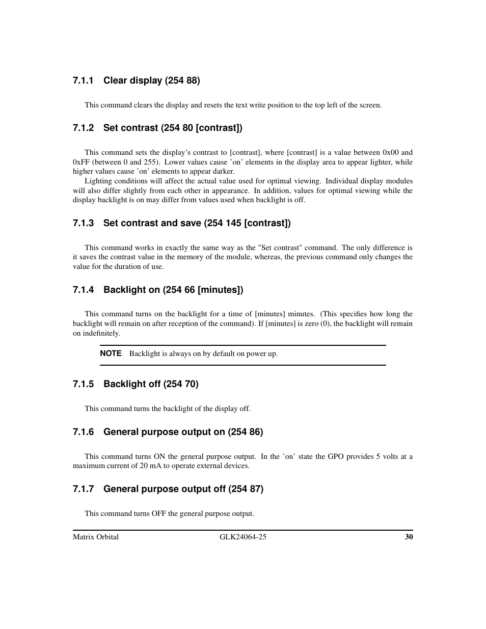 Matrix Orbital GLK24064-25 Legacy User Manual | Page 34 / 47