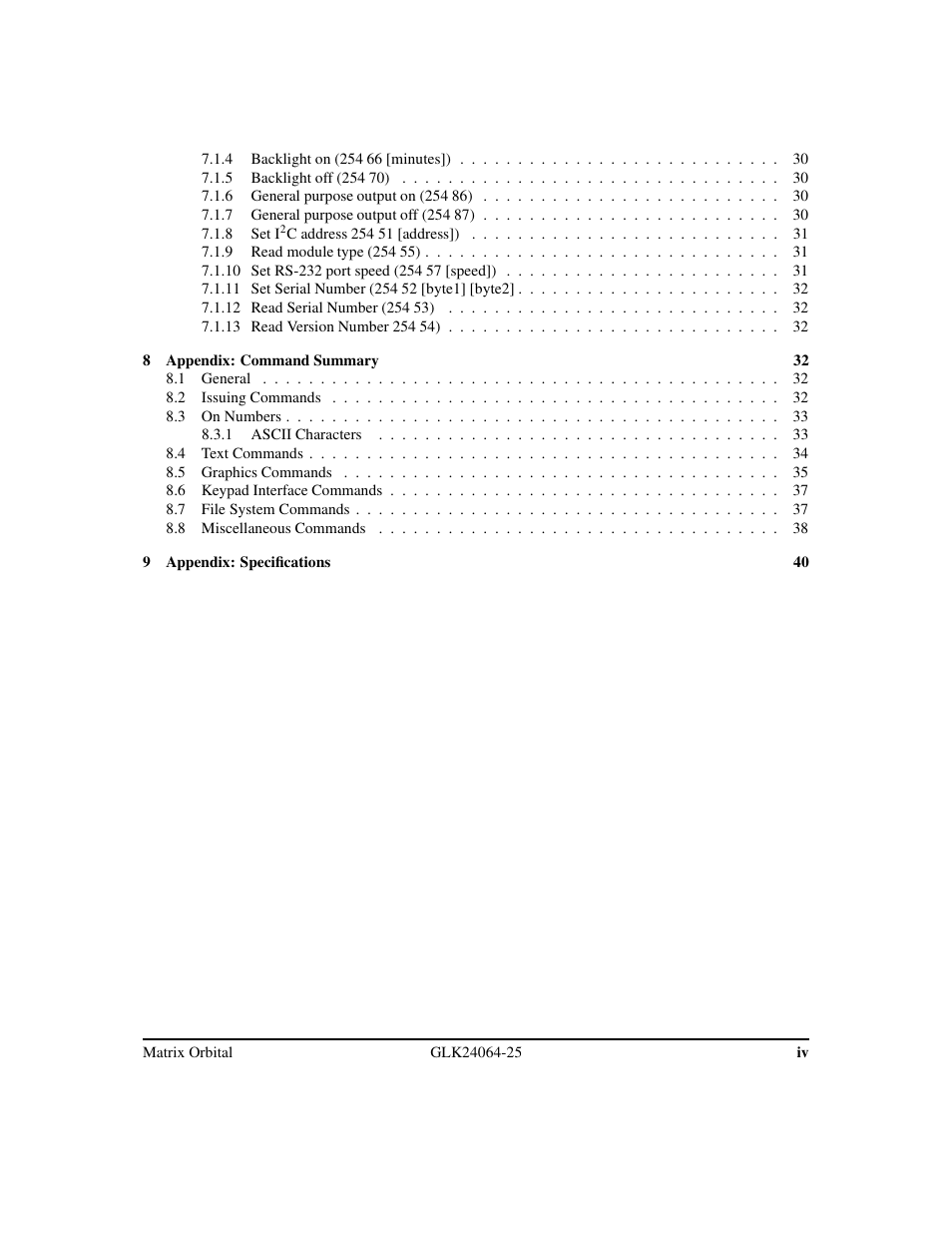 Matrix Orbital GLK24064-25 Legacy User Manual | Page 4 / 47