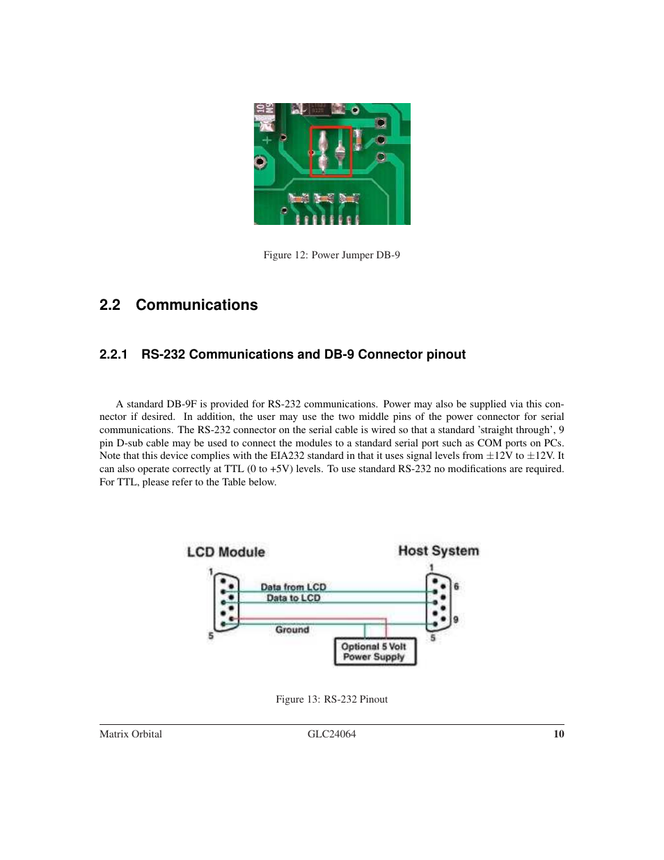 2 communications | Matrix Orbital GLC24064 User Manual | Page 14 / 44