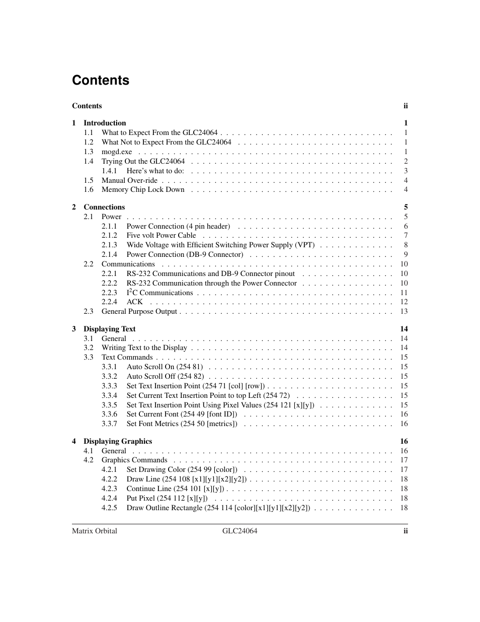 Matrix Orbital GLC24064 User Manual | Page 2 / 44