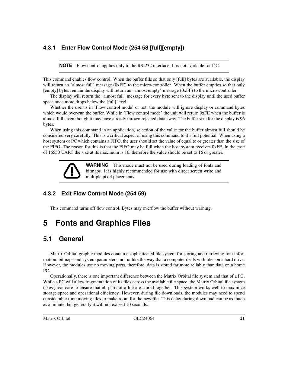 5 fonts and graphics files, 1 general | Matrix Orbital GLC24064 User Manual | Page 25 / 44