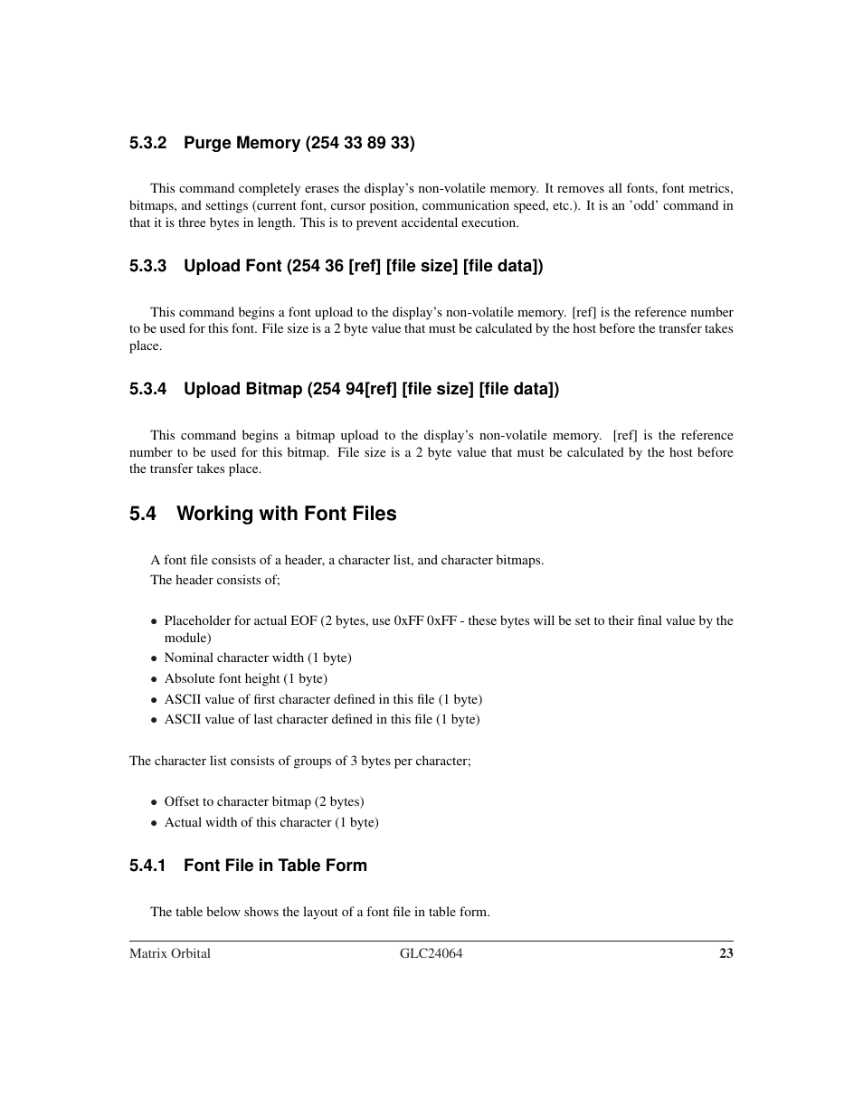 4 working with font files | Matrix Orbital GLC24064 User Manual | Page 27 / 44