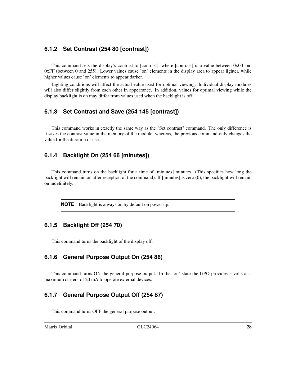 Matrix Orbital GLC24064 User Manual | Page 32 / 44