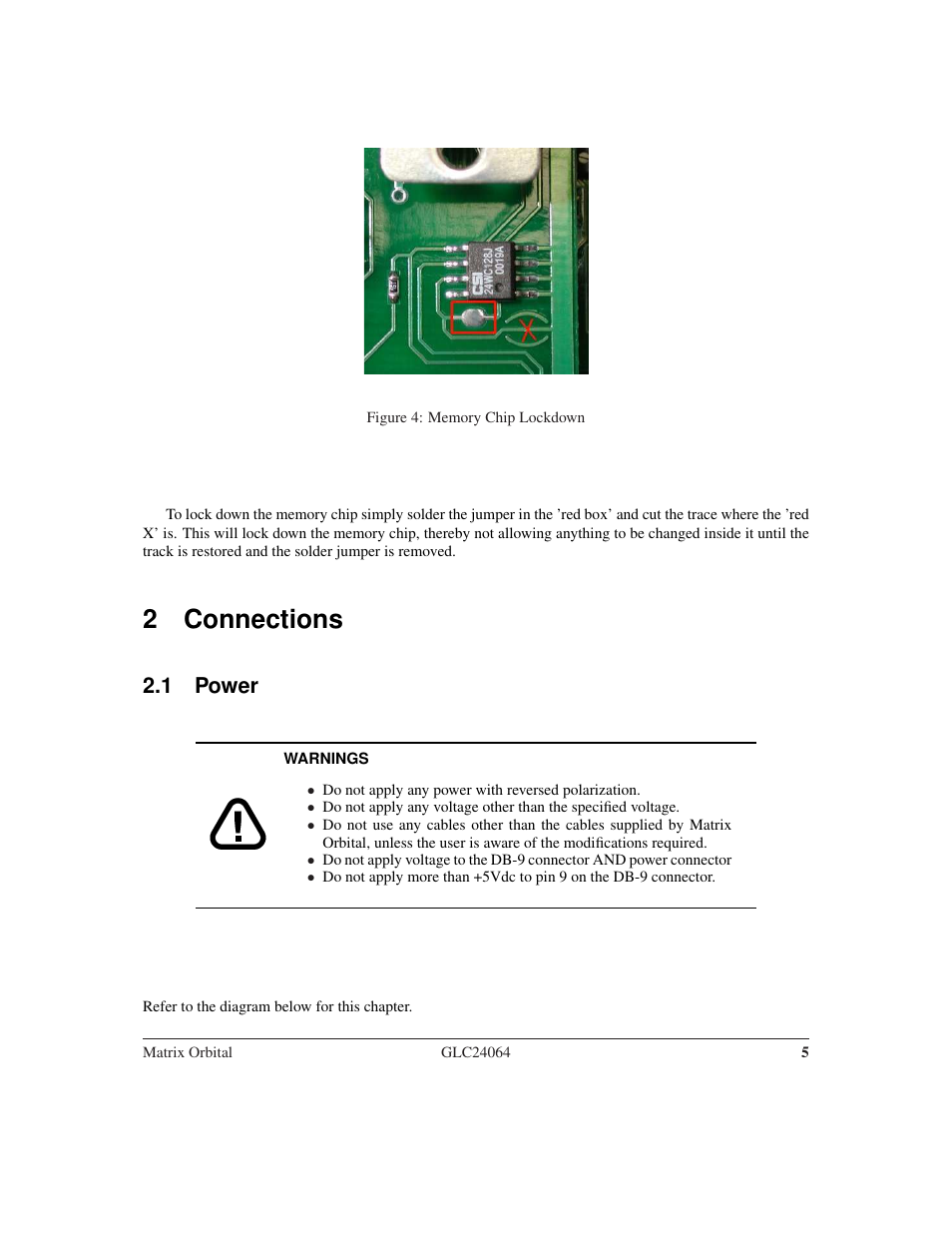 2 connections, 1 power | Matrix Orbital GLC24064 User Manual | Page 9 / 44