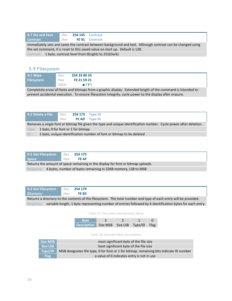 Filesystem, 9 filesystem | Matrix Orbital GLK24064-16-1U User Manual | Page 34 / 48