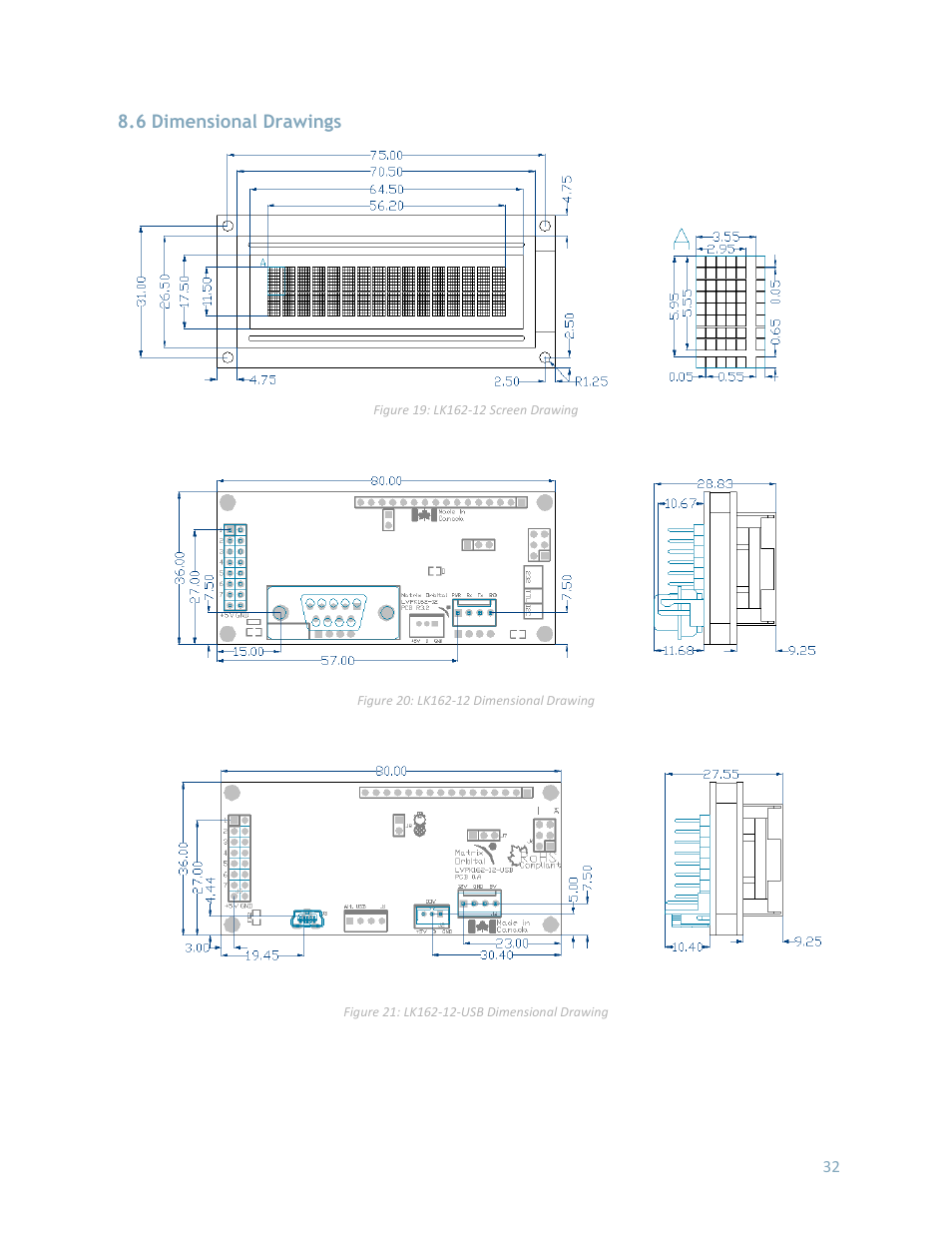 6 dimensional drawings | Matrix Orbital LK162-12 User Manual | Page 36 / 41