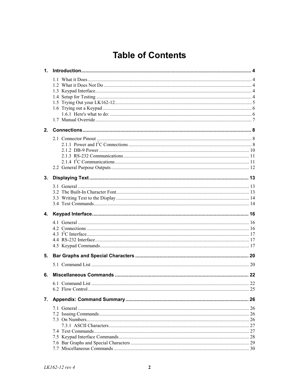 Matrix Orbital LK162-12 Legacy User Manual | Page 2 / 37