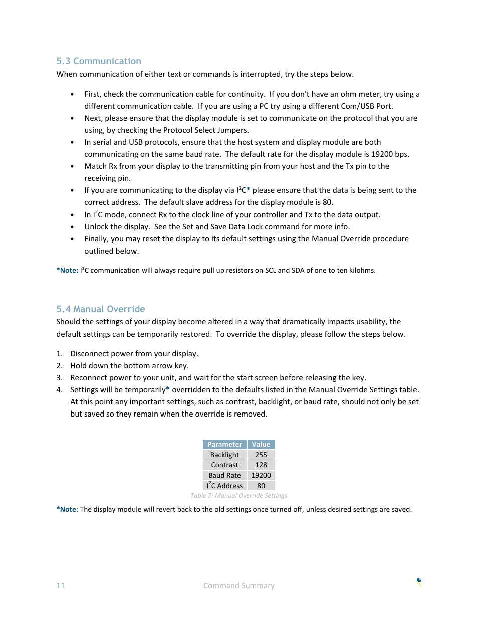 3 communication, 4 manual override | Matrix Orbital LK162A-4T User Manual | Page 15 / 36